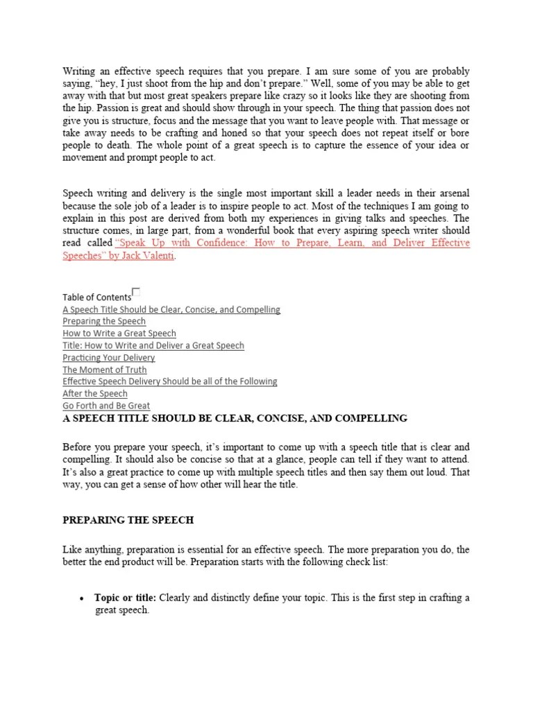 Speech Writing | PDF | Speech | Public Speaking