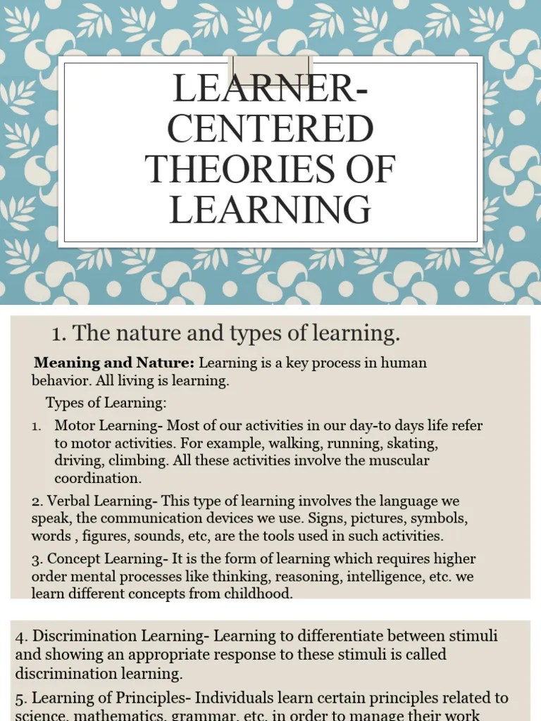 Learner Centered Theories Of Learning | PDF | Learning | Learning ...