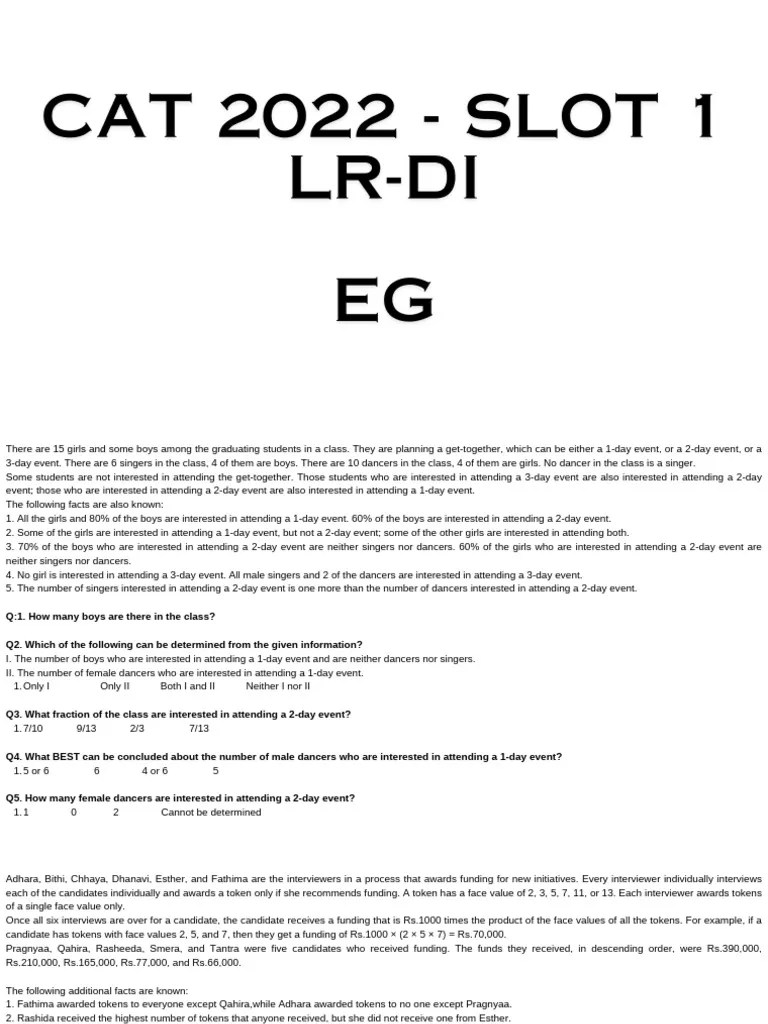 CAT 2022 - Slot 1 - LRDI | PDF | Mathematics