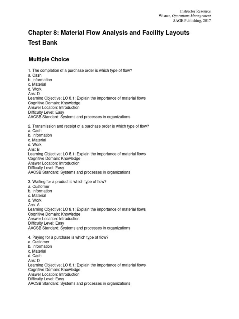 Operations Management A Supply Chain Process Approach 1st Edition Wisner Test Bank | Download ...