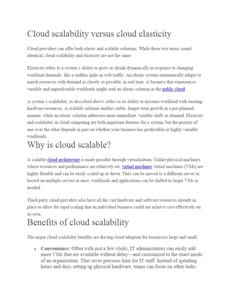 Cloud Scalability Versus Cloud Elasticity | PDF | Cloud Computing ...