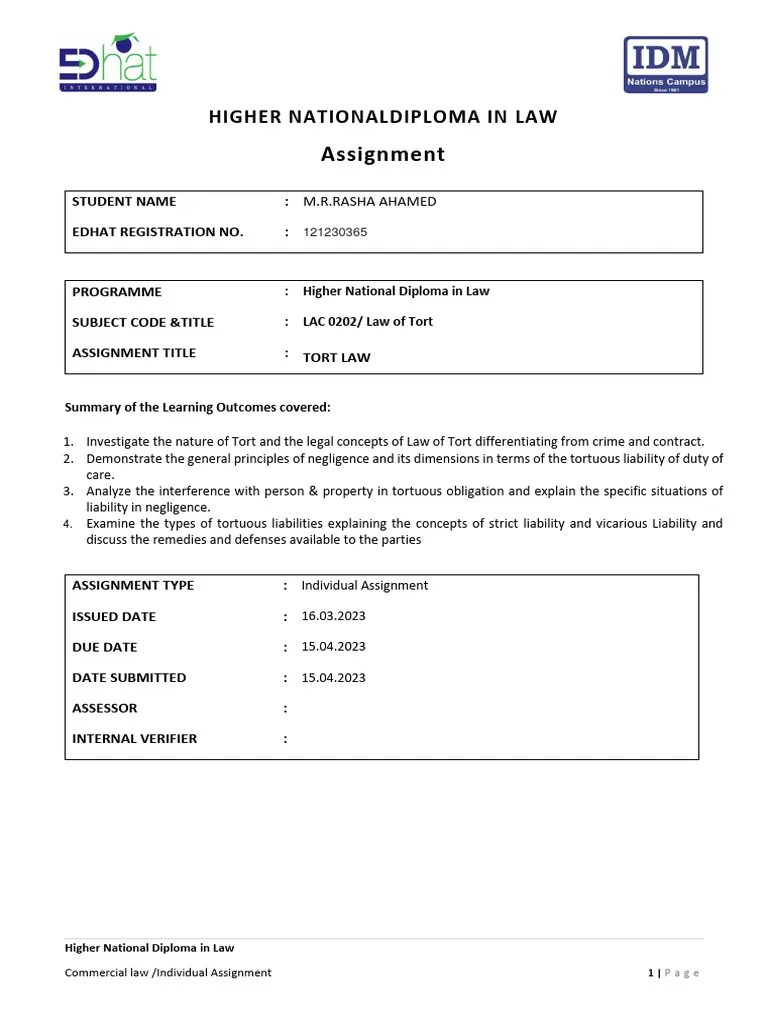 Tort Law | PDF | Precedent | Duty Of Care