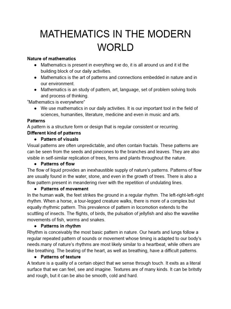Mathematics In The Modern World | PDF | Pattern | Theorem