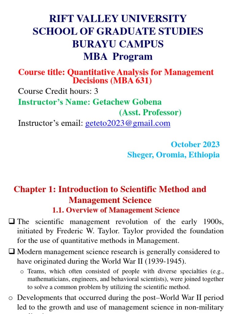 Chapter 1 - Quantitative Mangement Approach | PDF | Variable ...