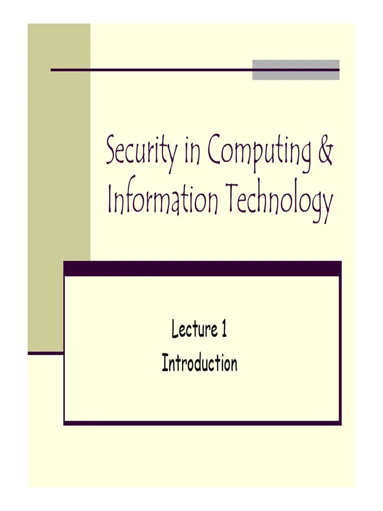 Security Computing - 1-Intro | PDF | Security | Computer Security