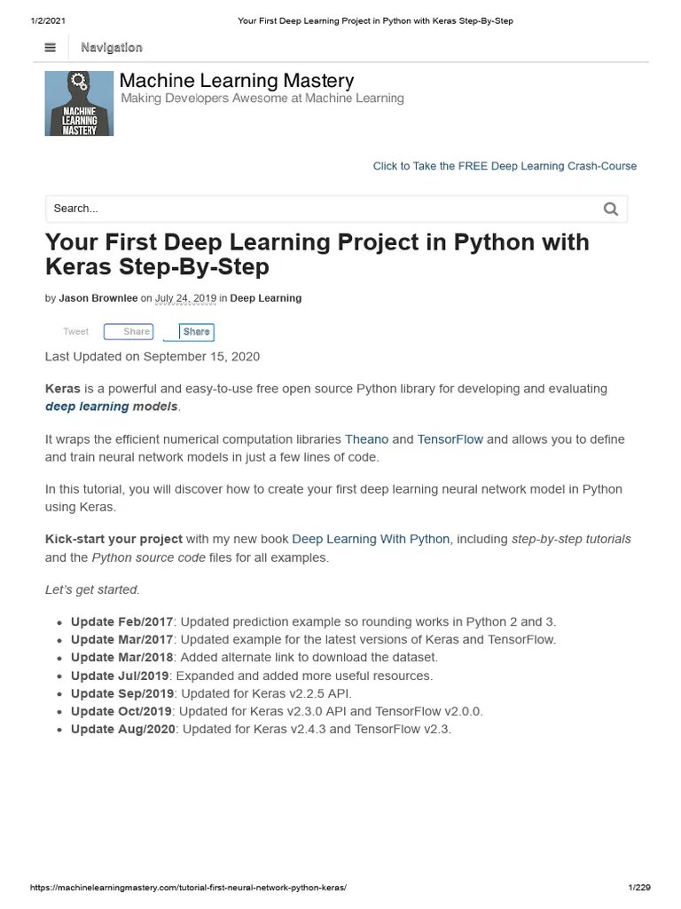Your First Deep Learning Project In Python With Keras Step-By-Step ...