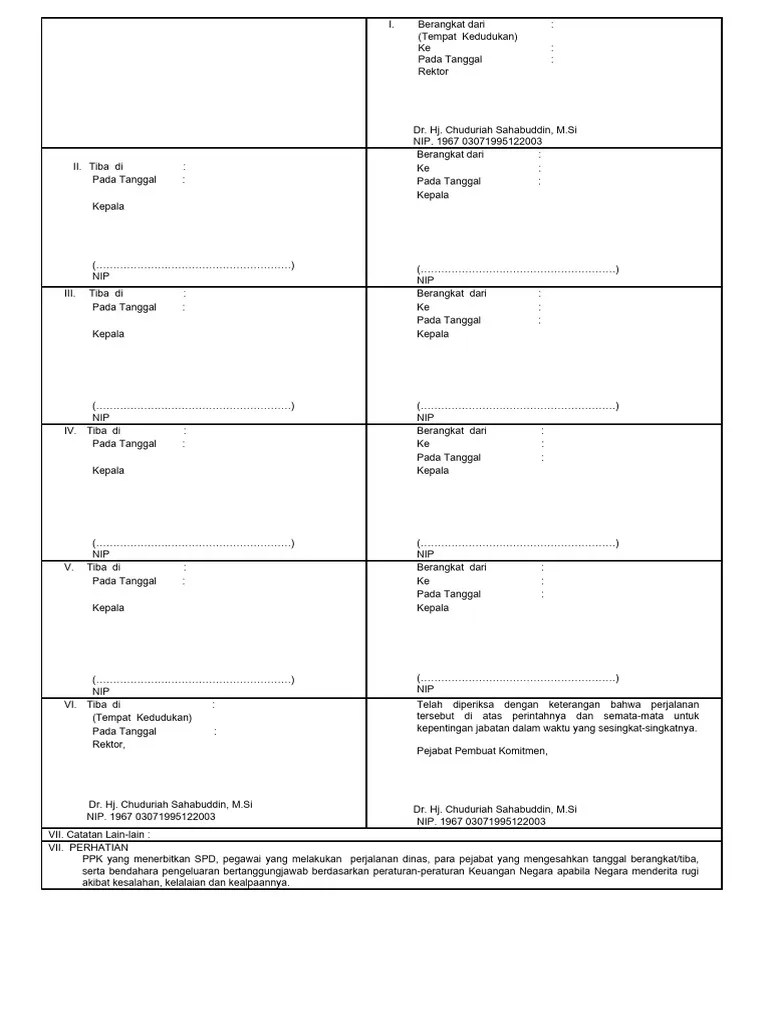Form SPPD Surat Perjalanan Dinas Km6 | PDF