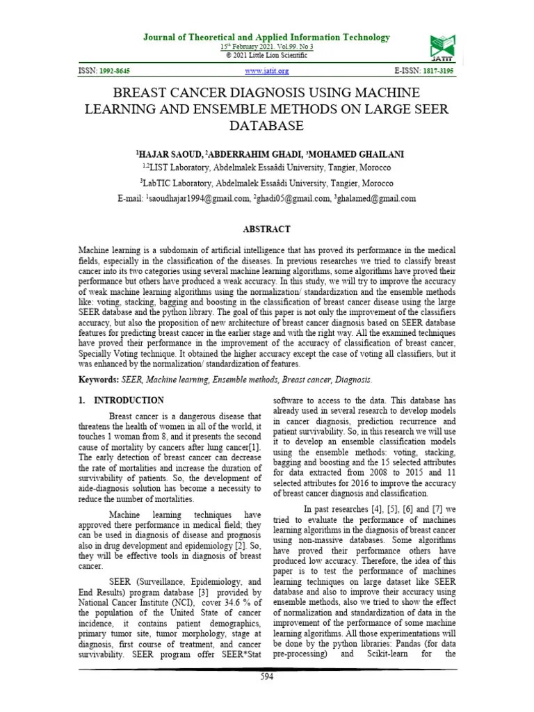 Breast Cancer Diagnosis Using Machine | PDF | Machine Learning | Support Vector Machine