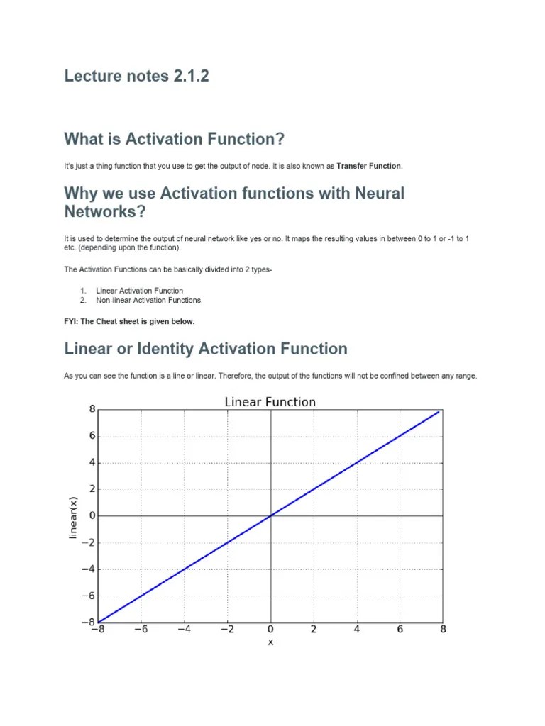 Lecture 2.1.2activation Function | PDF | Derivative | Function ...