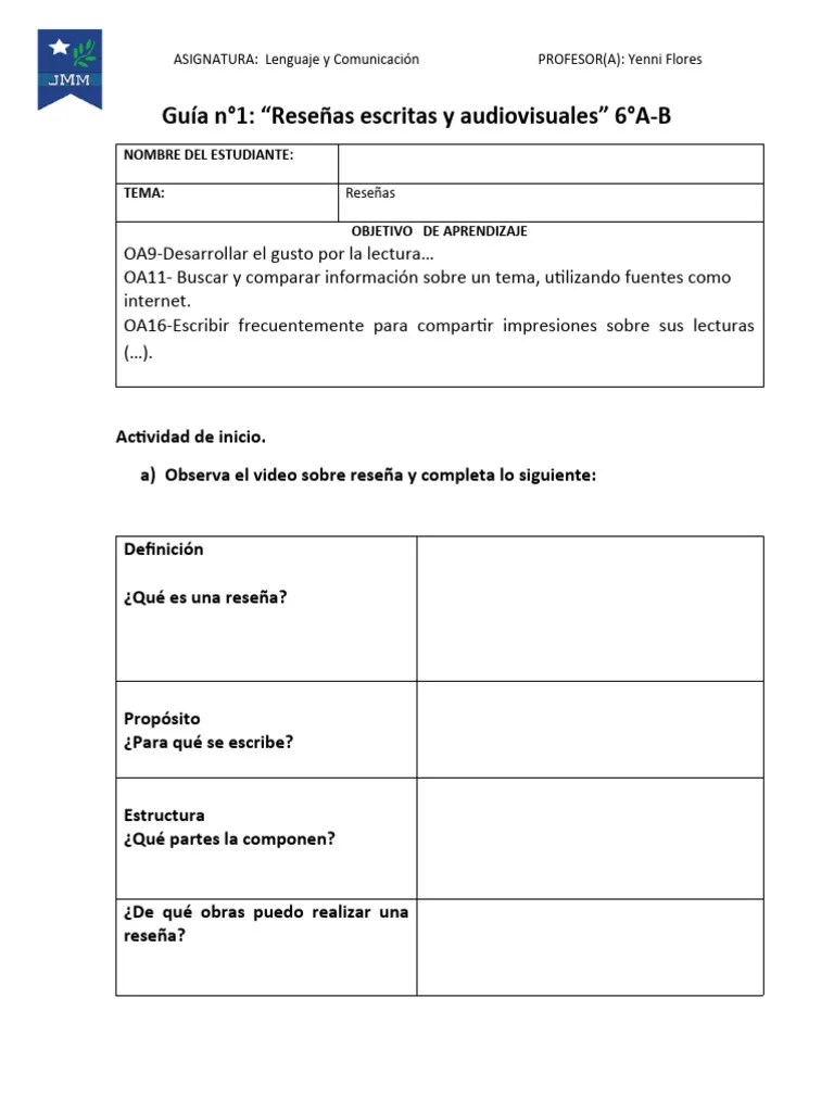 Guía 1 Booktube 6º | PDF