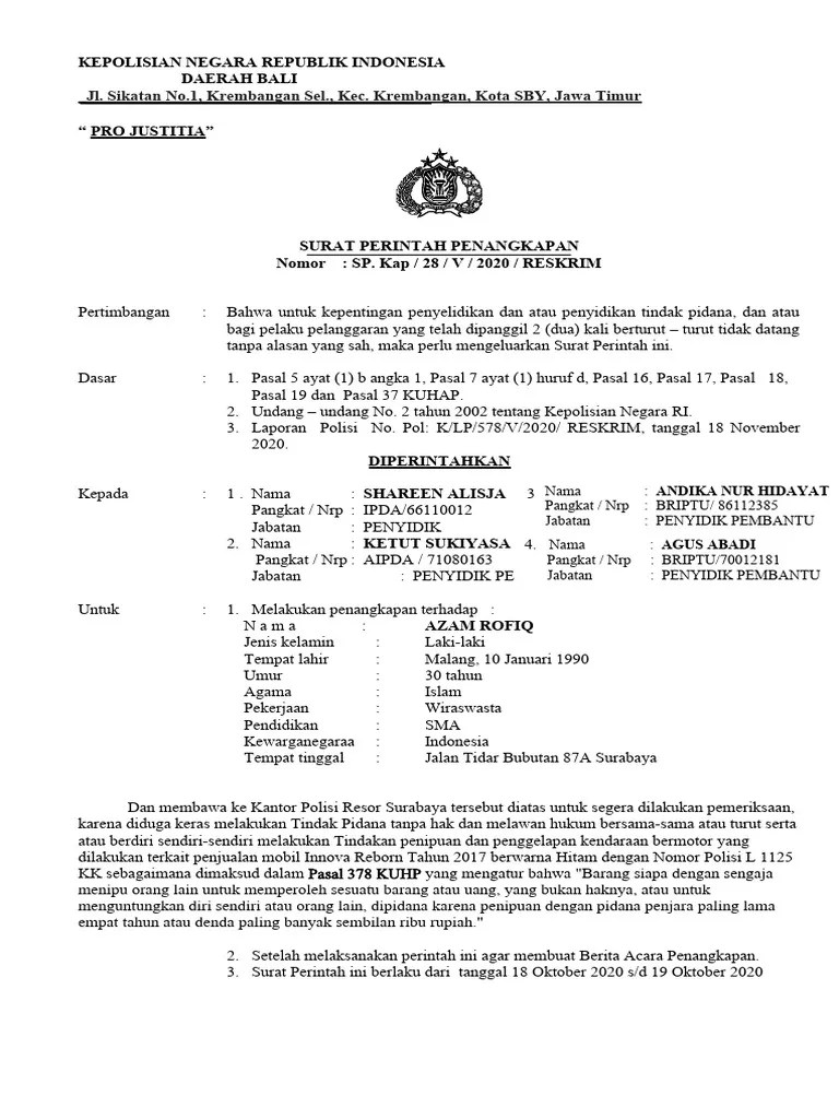 19 Surat Perintah Penangkapan | PDF