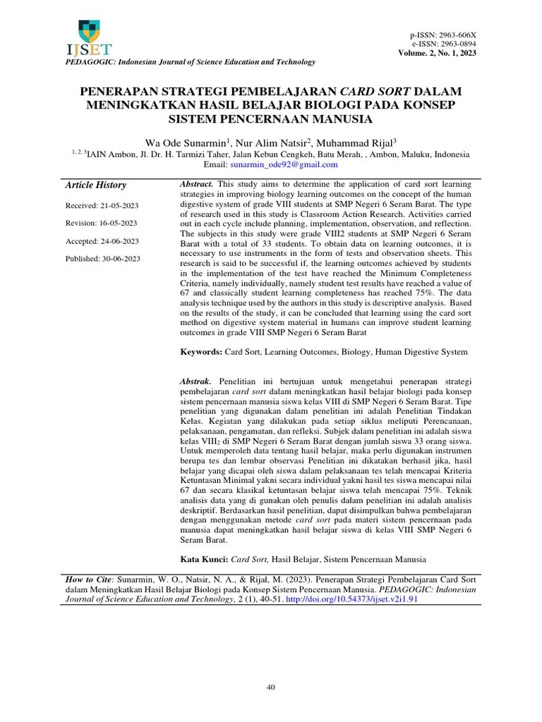 Penerapan Strategi Pembelajaran Card Sort Dalam Me | PDF | Systems Science | Methodology