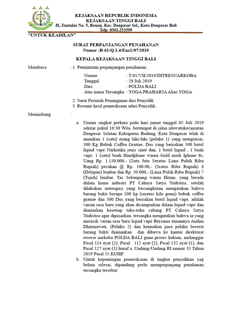 Surat Perpanjangan Penahanan | PDF