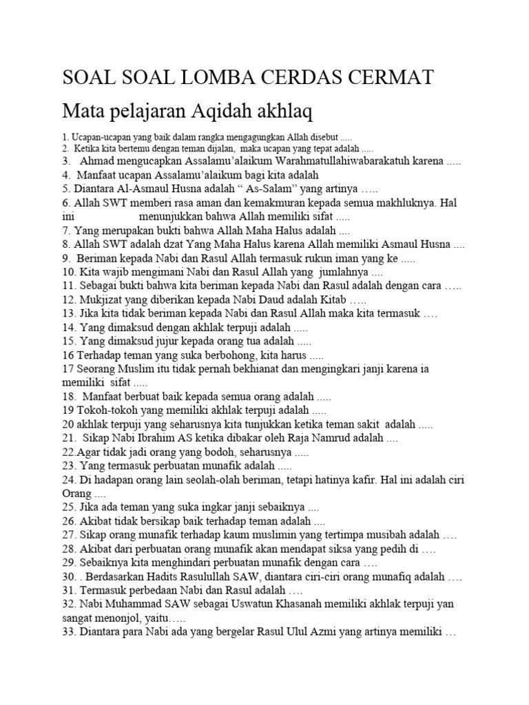Soal Soal Lomba Cerdas Cermat | PDF