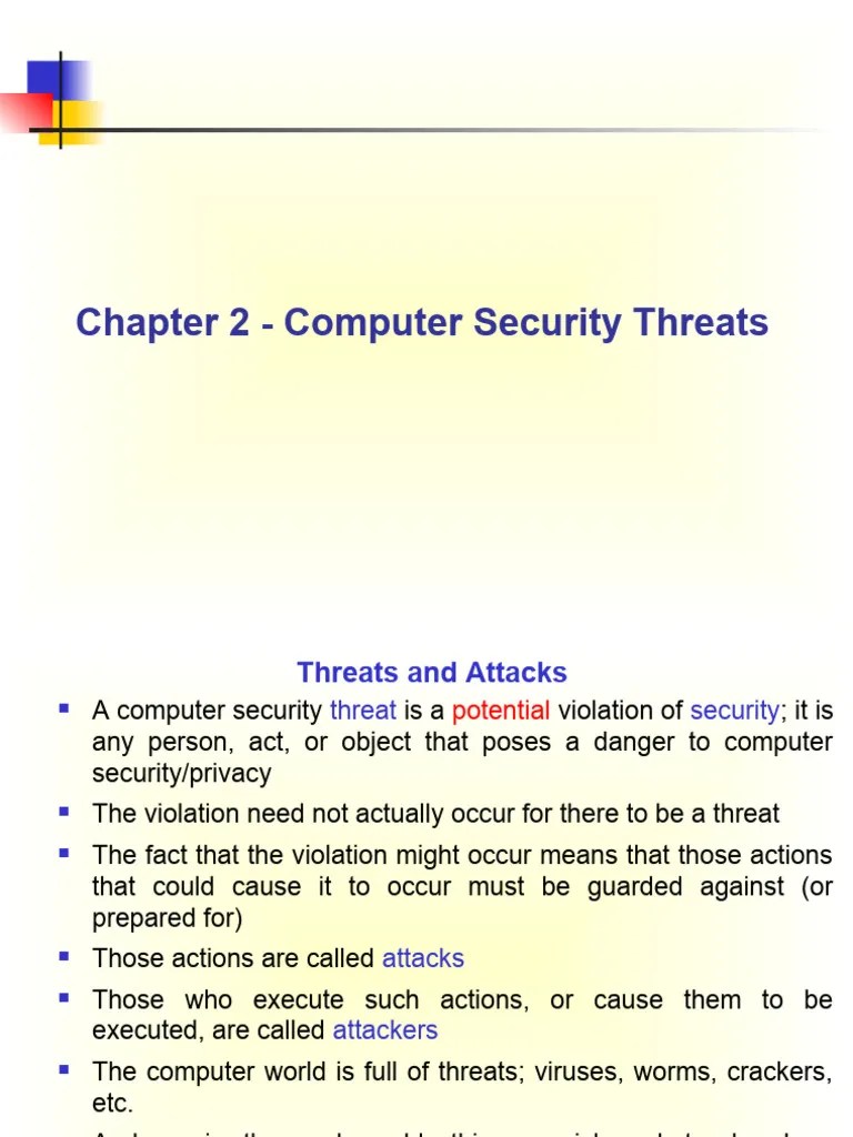 Chapter 2computer SecurityThreatsFinalized | PDF | Malware | Computer Virus