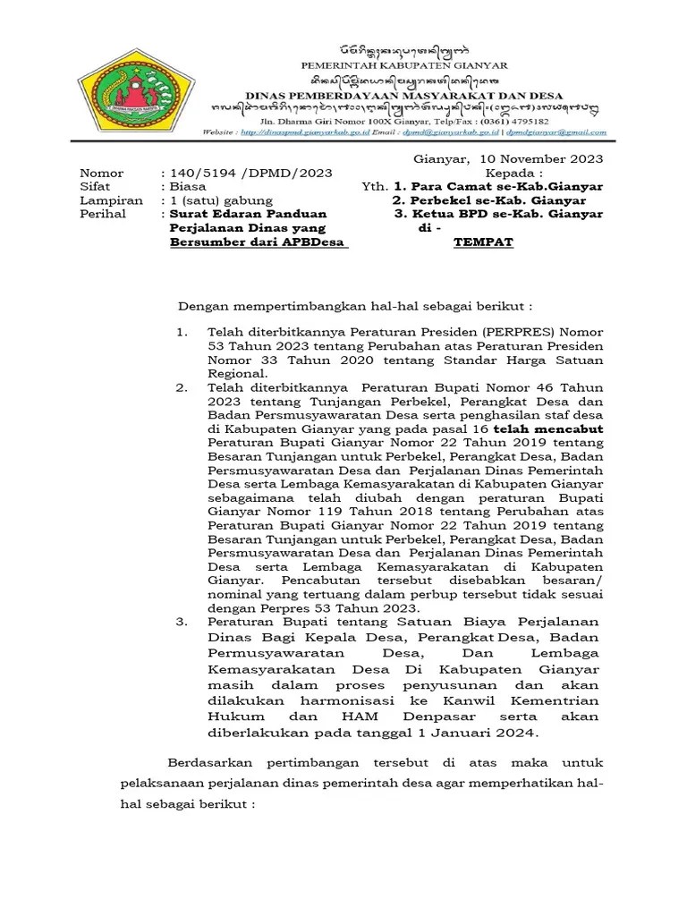 Surat Edaran Pedoman Perjalanan Dinas | PDF