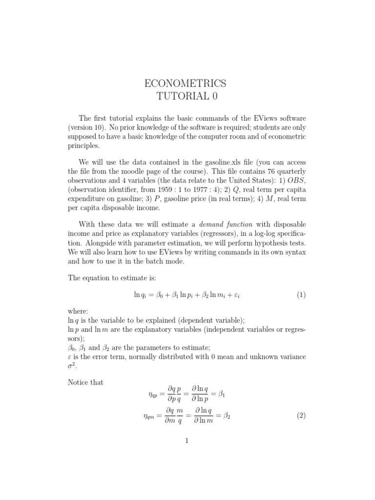 Econometrics Eviews 1 | PDF | Statistics | Errors And Residuals