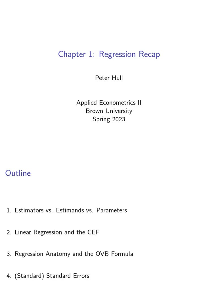 Chapter 1 - Regression Recap | PDF | Ordinary Least Squares ...