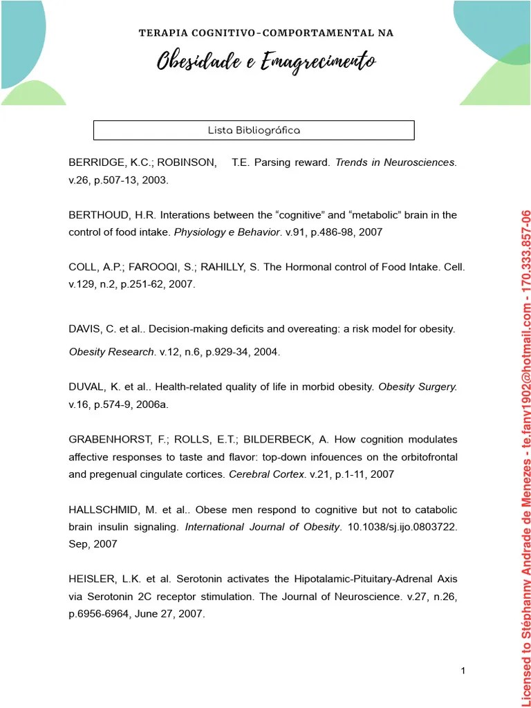 Obesidade E Emagrecimento Livros Psicologicos | PDF | Eating | Obesity