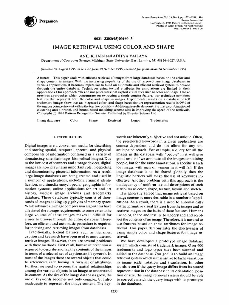 Image Retrieval Using Color And Shape | PDF | Rgb Color Model | Information Retrieval