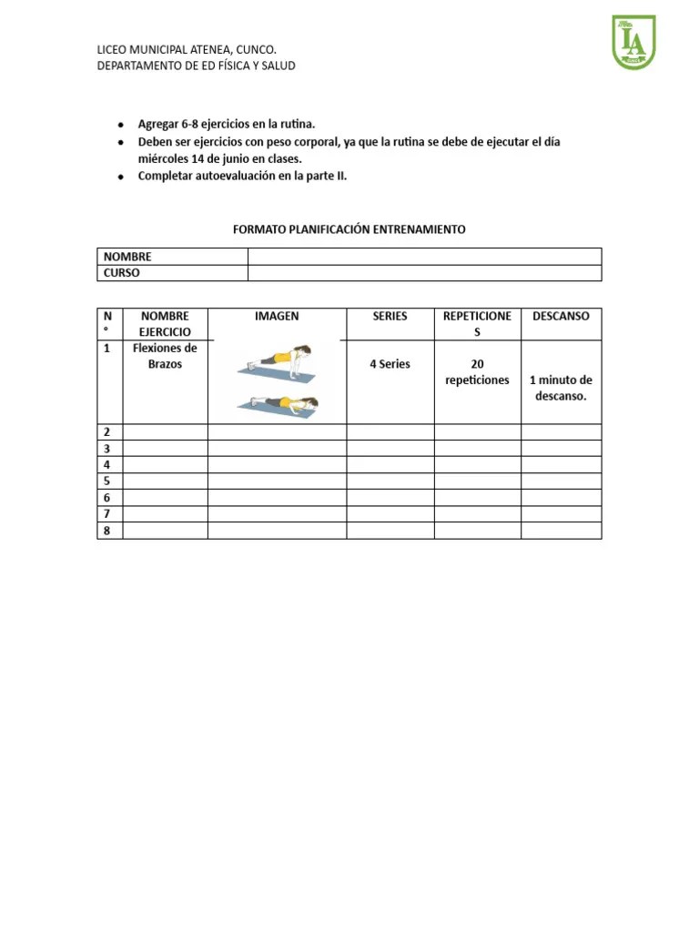 Formato Planificación Entrenamiento | PDF
