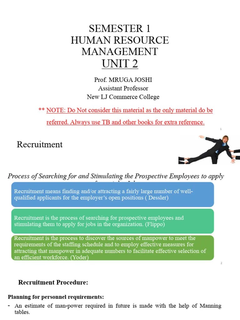 Hrm Unit 2 Pdf Recruitment Employment