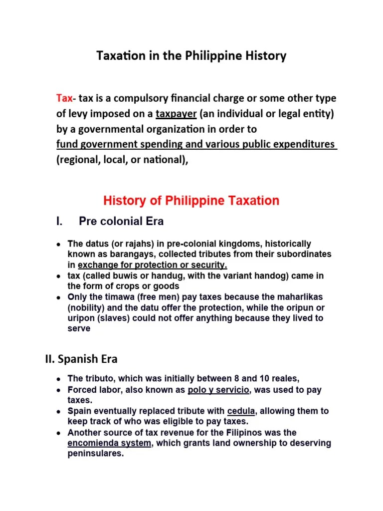 Taxation In The Philippine History | PDF | Taxes | Economies