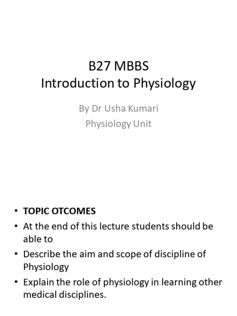 Introduction To Physiology | PDF | Human Body | Physiology
