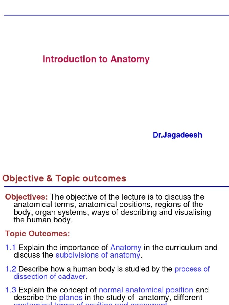 Introduction To Anatomy | PDF | Anatomical Terms Of Motion | Anatomical Terms Of Location