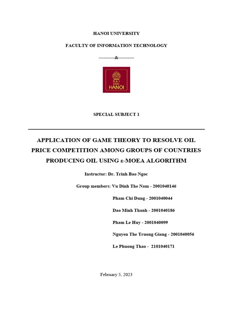 Application Of Game Theory To Resolve Oil Price Competition Among ...