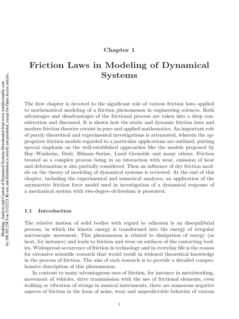 2017 Friction Laws In Modeling Of Dynamical Systems | PDF | Friction | Oscillation