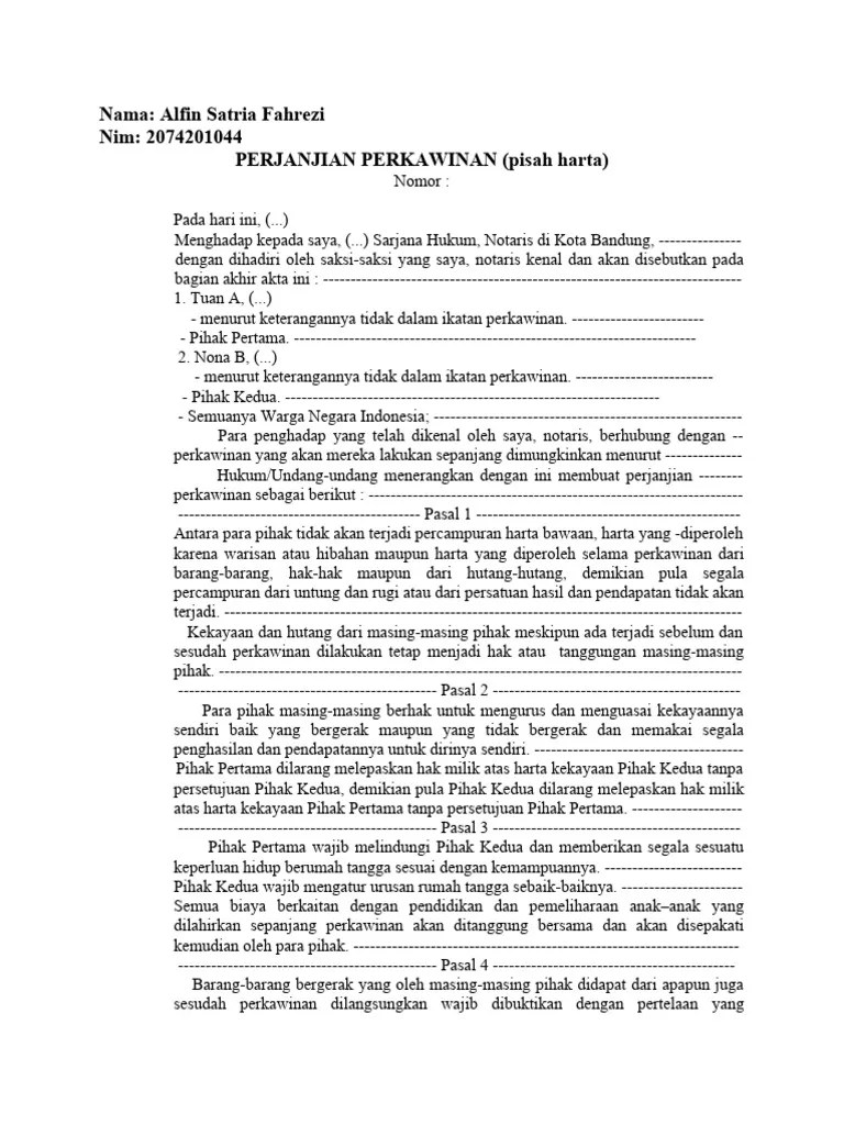 Akta Perjanjian Perkawinan | PDF