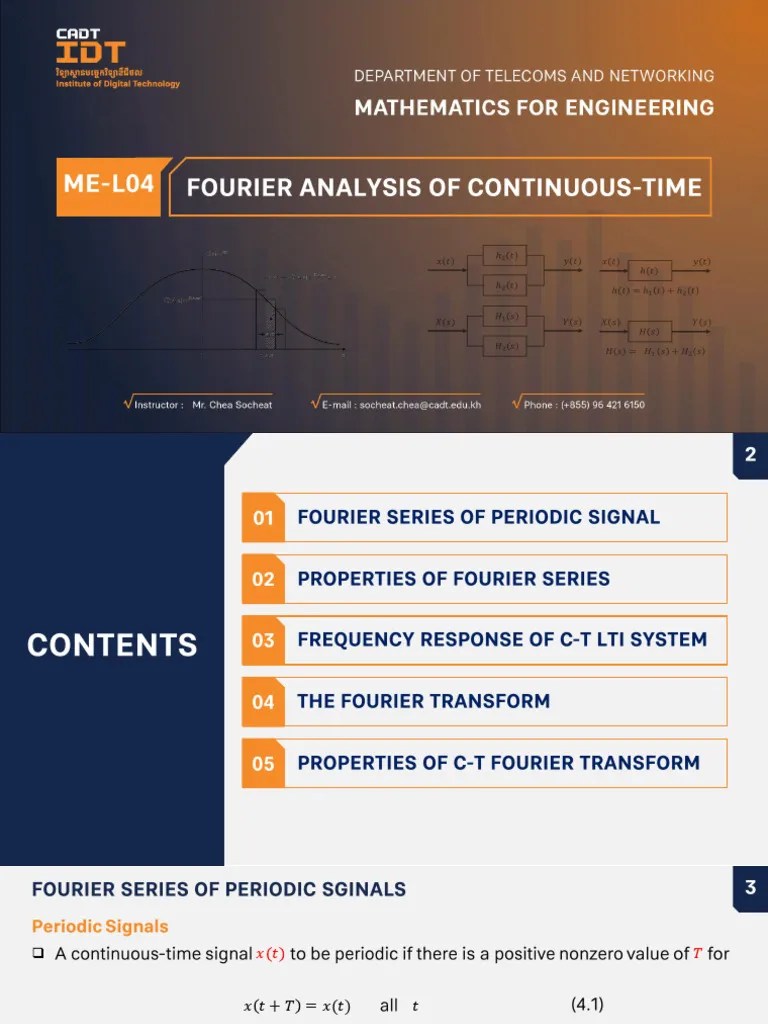 ME-L04 Fourier Analysis Of Continuous-Time Signals And Systems | PDF | Theoretical Computer ...