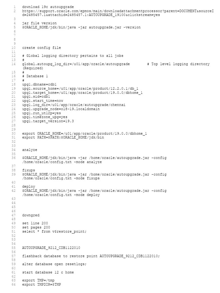 Oracle Upgrade 12c To 19c With Auto Upgrade Utility | PDF