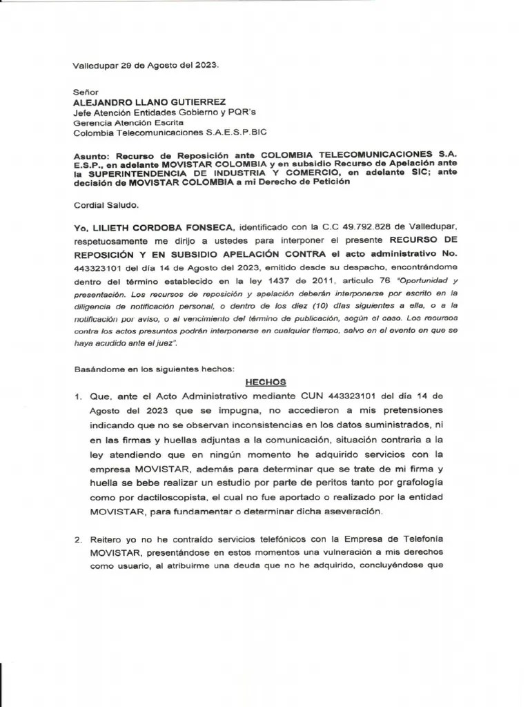 Recurso Reposición - Subsidio Apelación | PDF