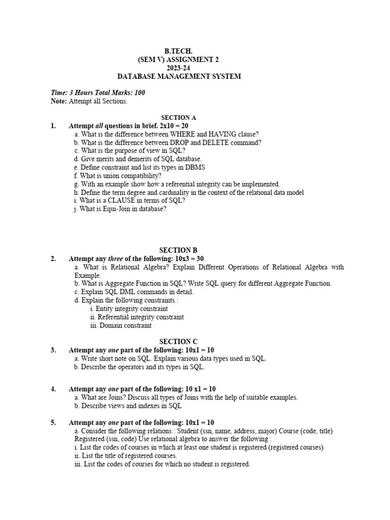 Dbms Unit 2 Assignment | PDF | Relational Database | Relational Model