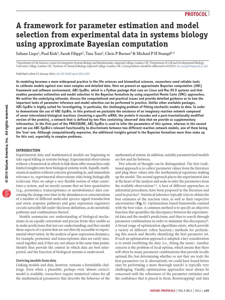 A Framework For Parameter Estimation And Model Selection From ...