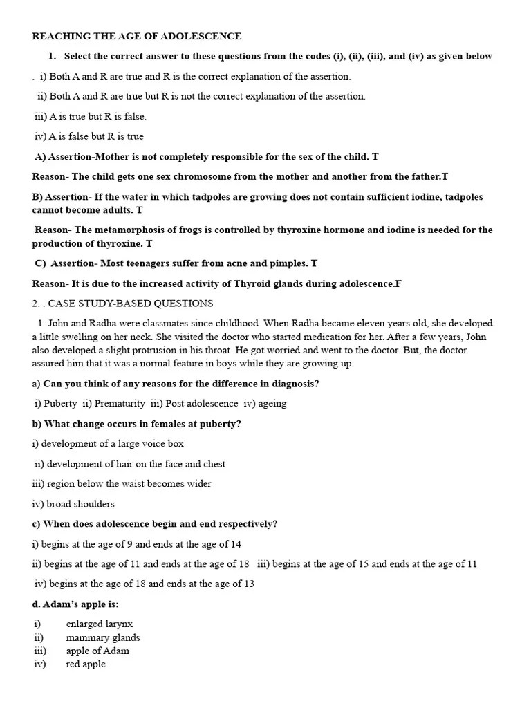 Reaching The Age Of Adolescence | PDF | Puberty | Hormone