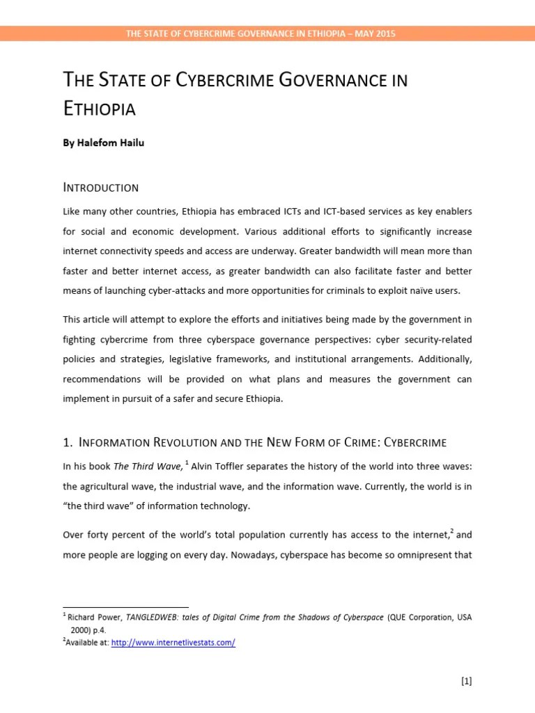 The State Of Cybercrime Governance In Et | PDF | Cybercrime | Computer ...