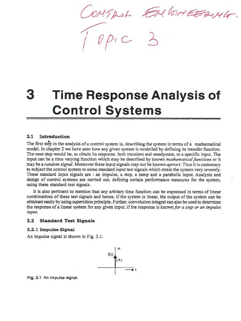 Time Response Analysis - Topic 3 Control Engineering | PDF