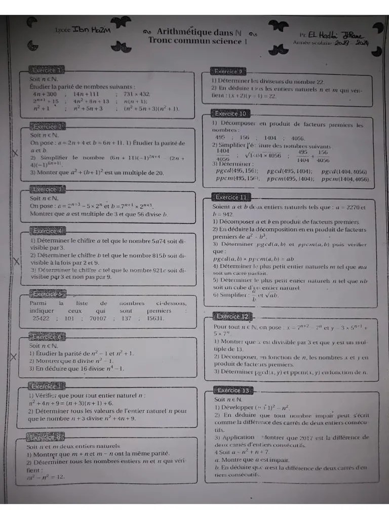 TC Arithmétique Dans N Exercice | PDF