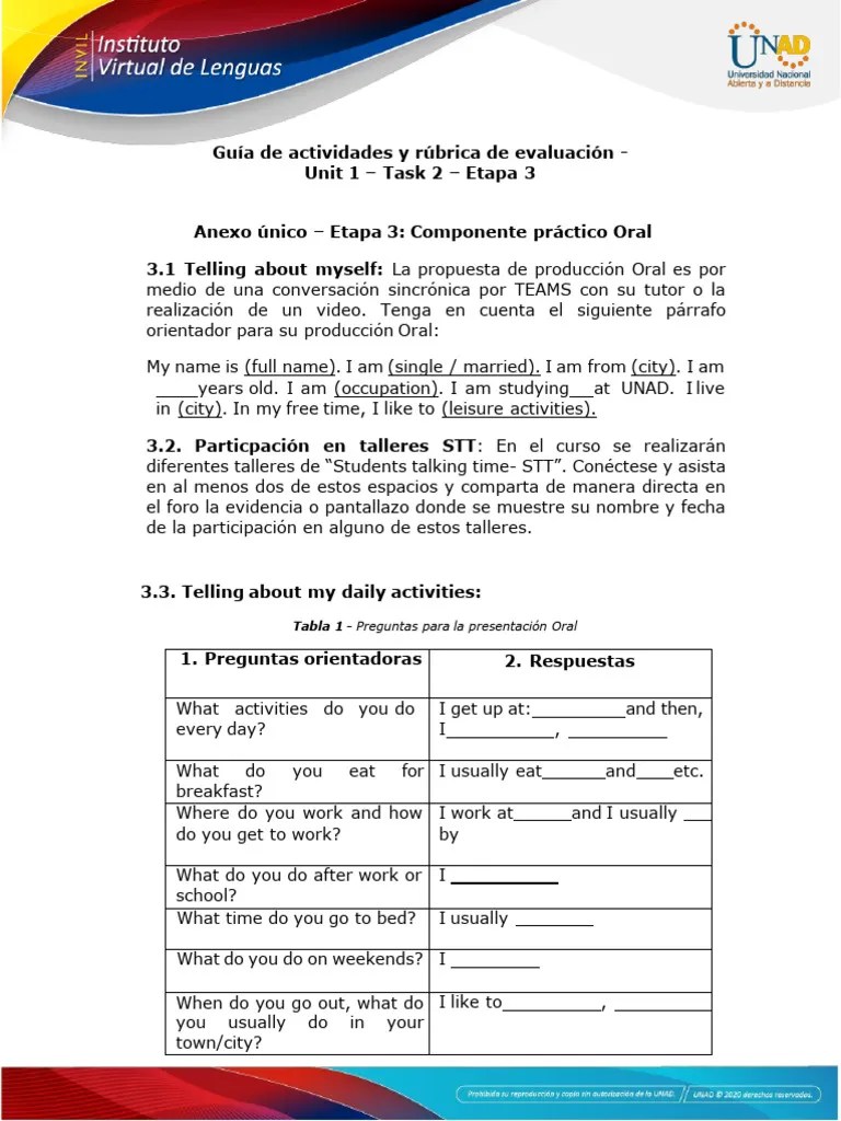 Anexo Único - Etapa 3 Componente Práctico Oral | PDF | Comunicación ...