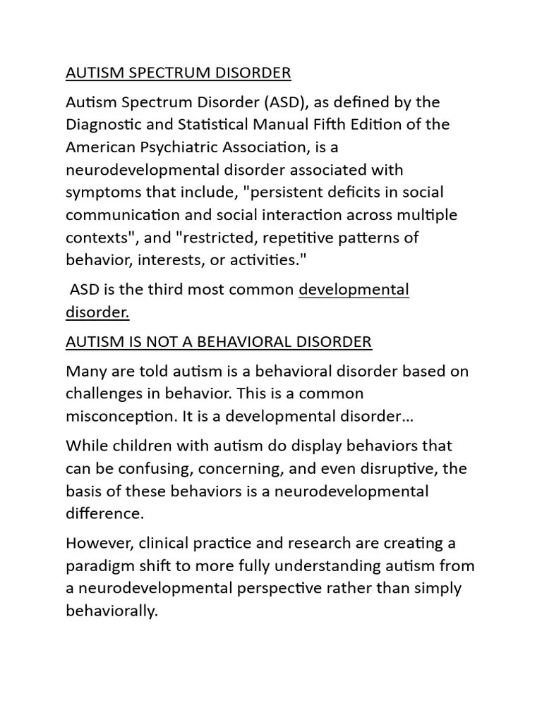 Autism Spectrum Disorder | PDF | Autism Spectrum | Mental Disorder