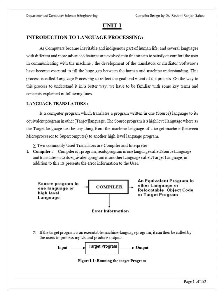 Compiler Design Notes Unit-1 & Unit-2 | PDF | Compiler | Programming