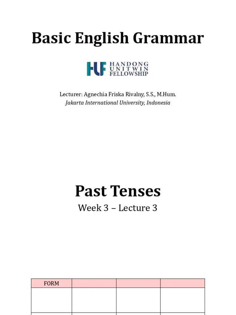 Lecture 3 - The Past Tenses | PDF | Grammatical Tense | Linguistics