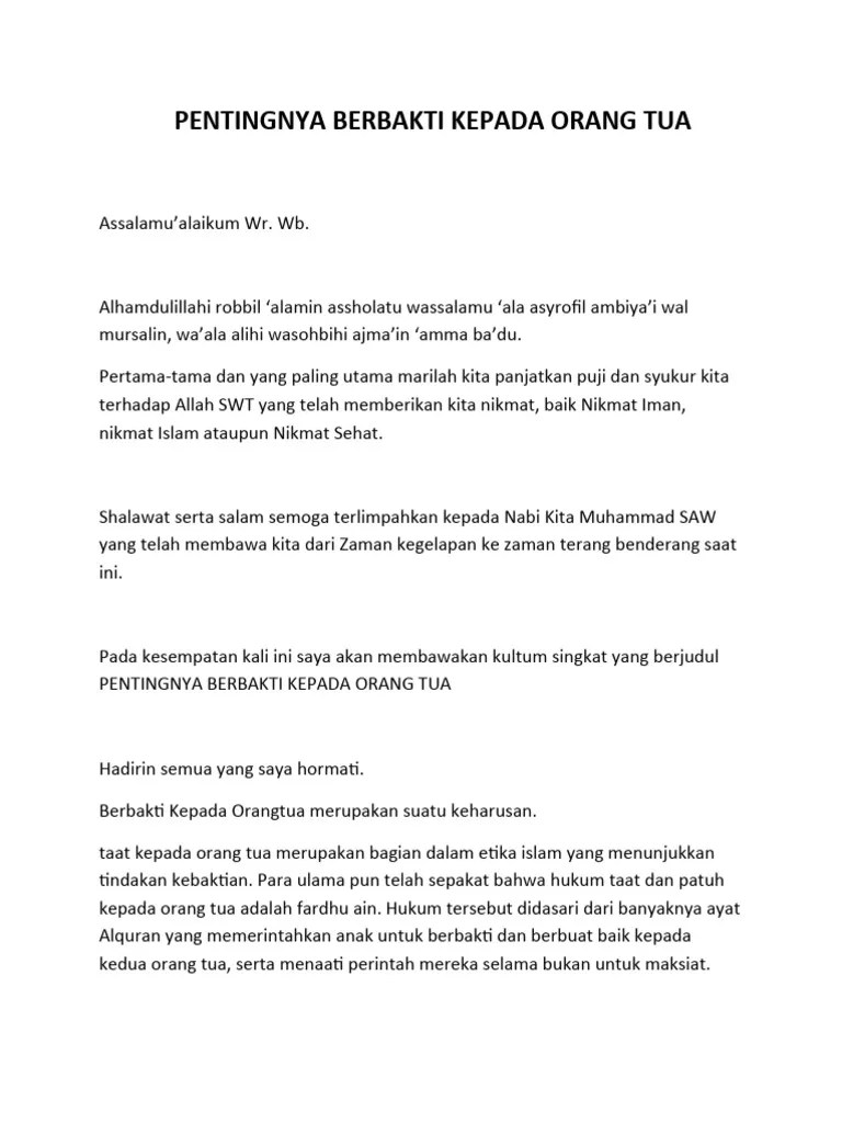 Pentingnya Berbakti Kepada Orang Tua | PDF