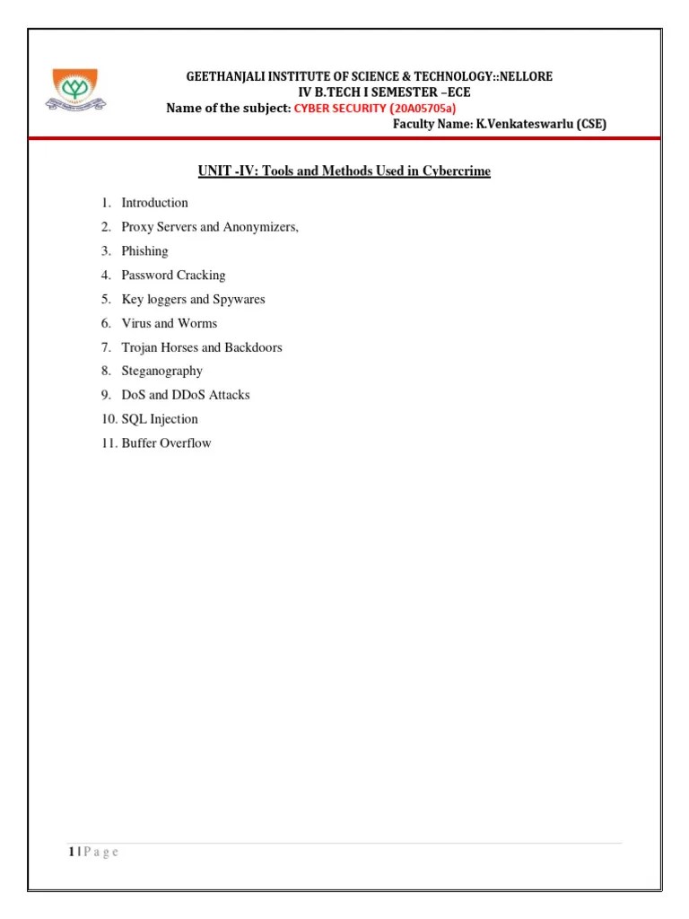 Unit 4 | PDF | Computer Virus | Denial Of Service Attack