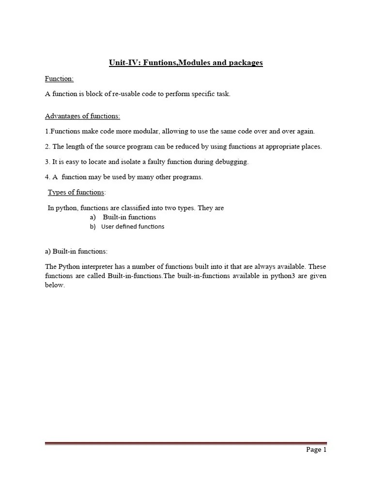 Python Programming Unit-IV | PDF | Parameter (Computer Programming ...