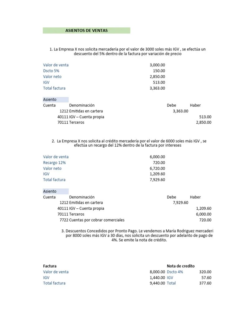 Asientos De Ventas Costos | Descargar Gratis PDF | Economias | Business