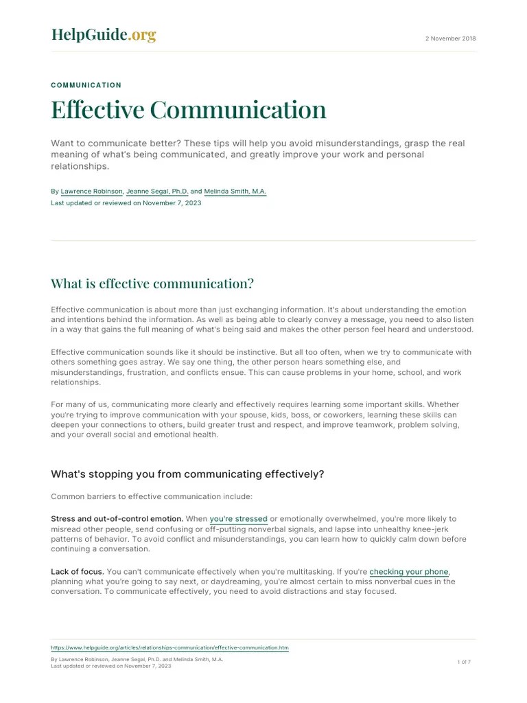 Effective Communication | PDF | Body Language | Nonverbal Communication